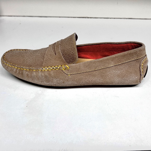 Authentic Donald Pliner Varran Embossed Suede Beige Slip-On Driving Moc SZ 11.5 - Picture 6 of 11